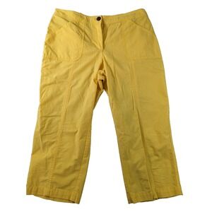 Chico's Pants Womens Sz 0.5 Yellow‎ Cropped Stretch Straight Leg Ripstop Preppy